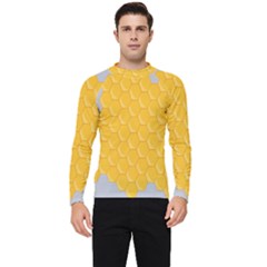 Hexagons Yellow Honeycomb Hive Bee Hive Pattern Men s Long Sleeve Rash Guard