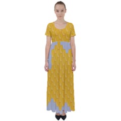 Hexagons Yellow Honeycomb Hive Bee Hive Pattern High Waist Short Sleeve Maxi Dress by artworkshop