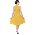 Hexagons Yellow Honeycomb Hive Bee Hive Pattern V-Neck Midi Sleeveless Dress  View2