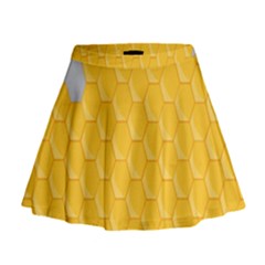 Hexagons Yellow Honeycomb Hive Bee Hive Pattern Mini Flare Skirt by artworkshop