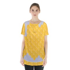 Hexagons Yellow Honeycomb Hive Bee Hive Pattern Skirt Hem Sports Top by artworkshop