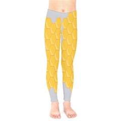 Hexagons Yellow Honeycomb Hive Bee Hive Pattern Kids  Leggings by artworkshop