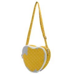 Hexagons Yellow Honeycomb Hive Bee Hive Pattern Heart Shoulder Bag by artworkshop