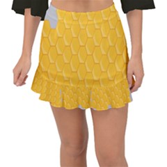 Hexagons Yellow Honeycomb Hive Bee Hive Pattern Fishtail Mini Chiffon Skirt by artworkshop