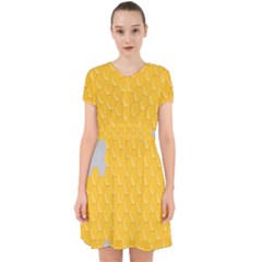 Hexagons Yellow Honeycomb Hive Bee Hive Pattern Adorable In Chiffon Dress by artworkshop