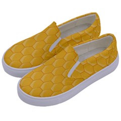 Hexagons Yellow Honeycomb Hive Bee Hive Pattern Kids  Canvas Slip Ons by artworkshop