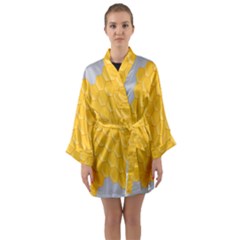 Hexagons Yellow Honeycomb Hive Bee Hive Pattern Long Sleeve Satin Kimono by artworkshop