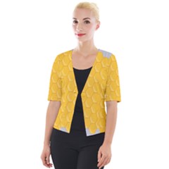 Hexagons Yellow Honeycomb Hive Bee Hive Pattern Cropped Button Cardigan by artworkshop