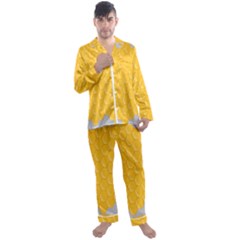 Hexagons Yellow Honeycomb Hive Bee Hive Pattern Men s Long Sleeve Satin Pajamas Set by artworkshop