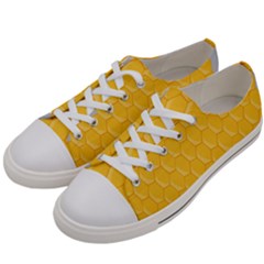 Hexagons Yellow Honeycomb Hive Bee Hive Pattern Men s Low Top Canvas Sneakers