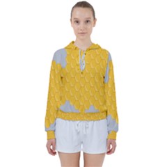 Hexagons Yellow Honeycomb Hive Bee Hive Pattern Women s Tie Up Sweat