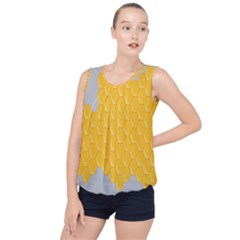 Hexagons Yellow Honeycomb Hive Bee Hive Pattern Bubble Hem Chiffon Tank Top by artworkshop