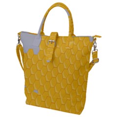 Hexagons Yellow Honeycomb Hive Bee Hive Pattern Buckle Top Tote Bag by artworkshop