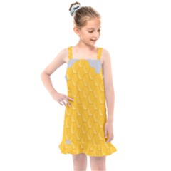 Hexagons Yellow Honeycomb Hive Bee Hive Pattern Kids  Overall Dress by artworkshop