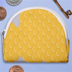 Hexagons Yellow Honeycomb Hive Bee Hive Pattern Horseshoe Style Canvas Pouch by artworkshop