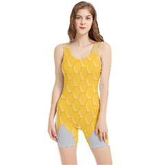 Hexagons Yellow Honeycomb Hive Bee Hive Pattern Women s Wrestling Singlet by artworkshop