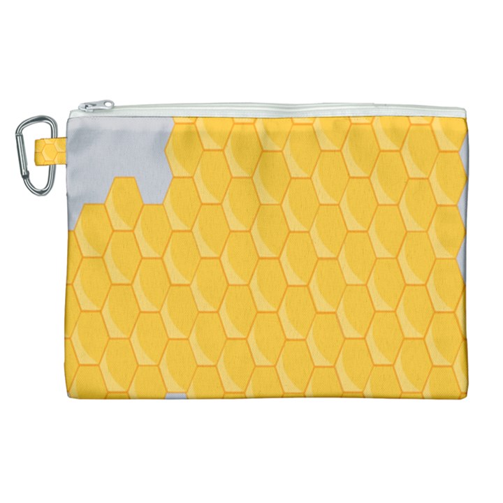 Hexagons Yellow Honeycomb Hive Bee Hive Pattern Canvas Cosmetic Bag (XL)