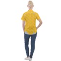 Hexagons Yellow Honeycomb Hive Bee Hive Pattern Women s Short Sleeve Pocket Shirt View2