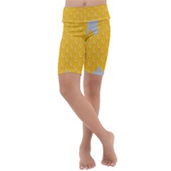 Hexagons Yellow Honeycomb Hive Bee Hive Pattern Kids  Lightweight Velour Cropped Yoga Leggings by artworkshop