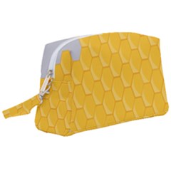 Hexagons Yellow Honeycomb Hive Bee Hive Pattern Wristlet Pouch Bag (large) by artworkshop