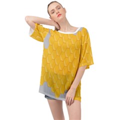 Hexagons Yellow Honeycomb Hive Bee Hive Pattern Oversized Chiffon Top by artworkshop