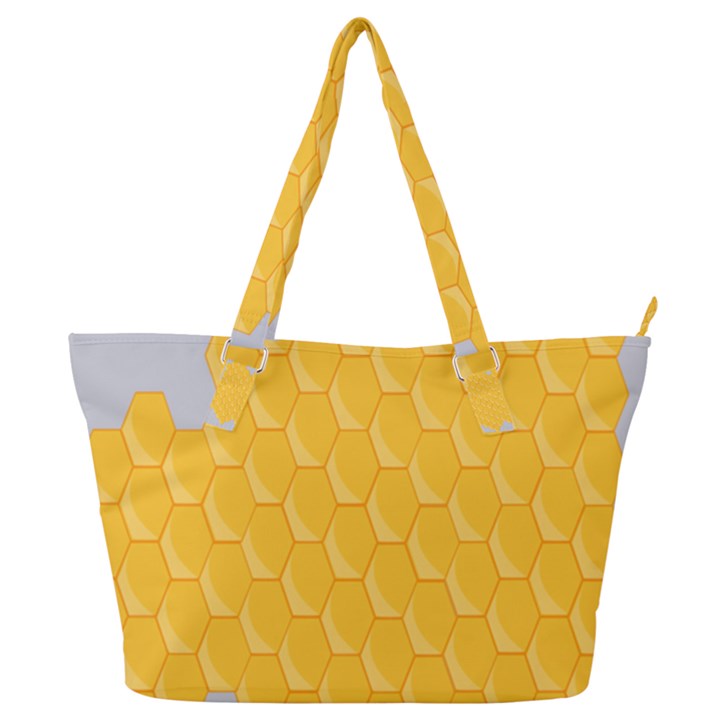 Hexagons Yellow Honeycomb Hive Bee Hive Pattern Full Print Shoulder Bag