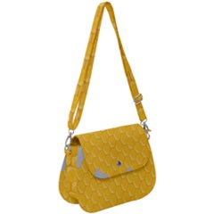 Hexagons Yellow Honeycomb Hive Bee Hive Pattern Saddle Handbag by artworkshop