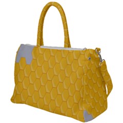 Hexagons Yellow Honeycomb Hive Bee Hive Pattern Duffel Travel Bag by artworkshop