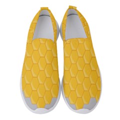 Hexagons Yellow Honeycomb Hive Bee Hive Pattern Women s Slip On Sneakers by artworkshop