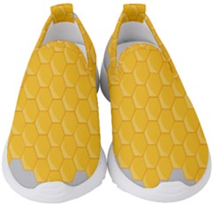 Hexagons Yellow Honeycomb Hive Bee Hive Pattern Kids  Slip On Sneakers by artworkshop