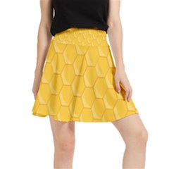 Hexagons Yellow Honeycomb Hive Bee Hive Pattern Waistband Skirt by artworkshop