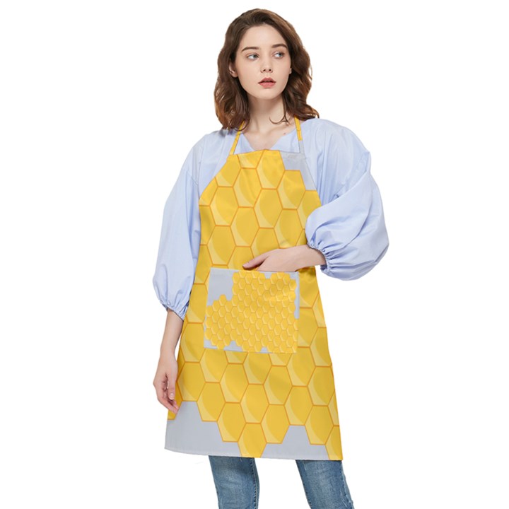 Hexagons Yellow Honeycomb Hive Bee Hive Pattern Pocket Apron