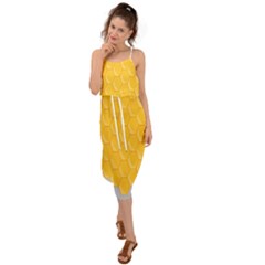 Hexagons Yellow Honeycomb Hive Bee Hive Pattern Waist Tie Cover Up Chiffon Dress by artworkshop