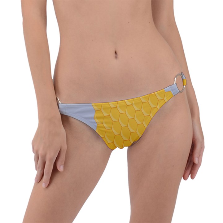 Hexagons Yellow Honeycomb Hive Bee Hive Pattern Ring Detail Bikini Bottom