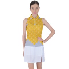 Hexagons Yellow Honeycomb Hive Bee Hive Pattern Women s Sleeveless Polo Tee by artworkshop