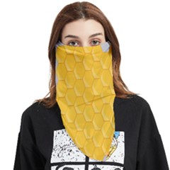 Hexagons Yellow Honeycomb Hive Bee Hive Pattern Face Covering Bandana (triangle) by artworkshop