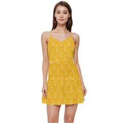 Hexagons Yellow Honeycomb Hive Bee Hive Pattern Short Frill Dress by artworkshop