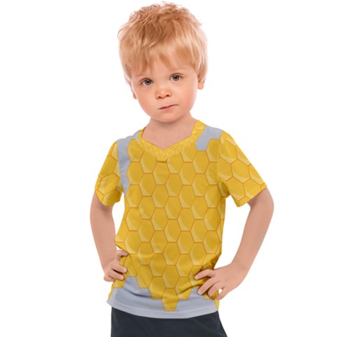 Hexagons Yellow Honeycomb Hive Bee Hive Pattern Kids  Sports Tee by artworkshop