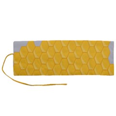 Hexagons Yellow Honeycomb Hive Bee Hive Pattern Roll Up Canvas Pencil Holder (m) by artworkshop