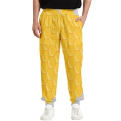 Hexagons Yellow Honeycomb Hive Bee Hive Pattern Men s Elastic Waist Pants by artworkshop