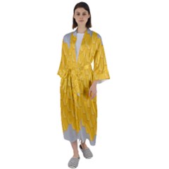 Hexagons Yellow Honeycomb Hive Bee Hive Pattern Maxi Satin Kimono by artworkshop