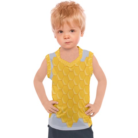 Hexagons Yellow Honeycomb Hive Bee Hive Pattern Kids  Sport Tank Top by artworkshop