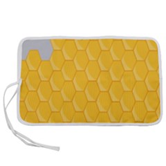 Hexagons Yellow Honeycomb Hive Bee Hive Pattern Pen Storage Case (m) by artworkshop