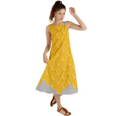 Hexagons Yellow Honeycomb Hive Bee Hive Pattern Summer Maxi Dress by artworkshop