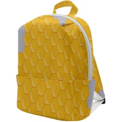 Hexagons Yellow Honeycomb Hive Bee Hive Pattern Zip Up Backpack by artworkshop