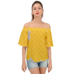 Hexagons Yellow Honeycomb Hive Bee Hive Pattern Off Shoulder Short Sleeve Top by artworkshop