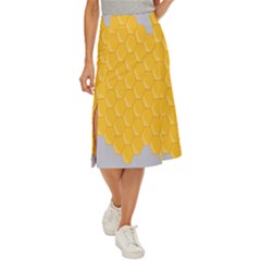 Hexagons Yellow Honeycomb Hive Bee Hive Pattern Midi Panel Skirt by artworkshop