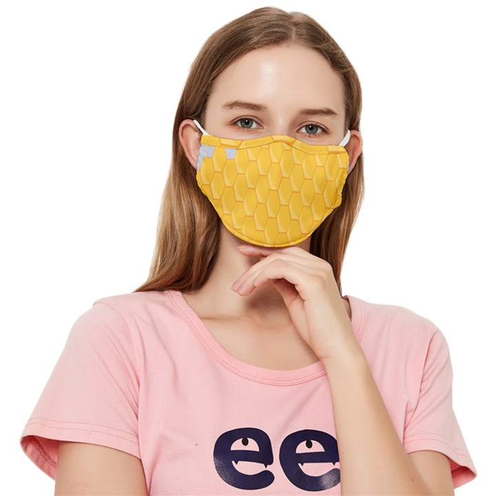 Hexagons Yellow Honeycomb Hive Bee Hive Pattern Fitted Cloth Face Mask (Adult)