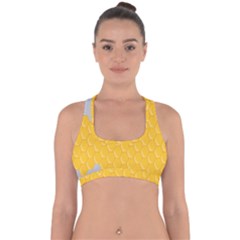 Hexagons Yellow Honeycomb Hive Bee Hive Pattern Cross Back Hipster Bikini Top  by artworkshop