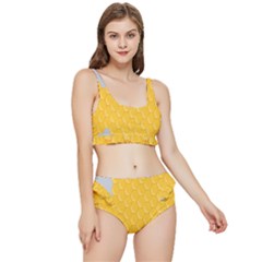 Hexagons Yellow Honeycomb Hive Bee Hive Pattern Frilly Bikini Set